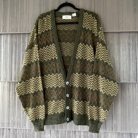 🔥Vintage Union Pier Chevron Knit Button Grandpa Grunge Kurt Cobain Sweater XL - Picture 1 of 12